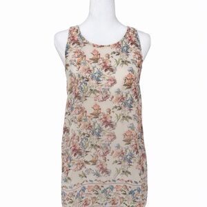 Max Studio Floral Sleeveless Top - Cream and Multicolor SZ M